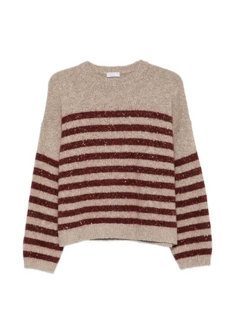 Brunello Cucinelli sequin-embellished striped sweater Neutrals MGY563700COG63