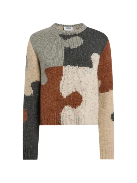 Moschino inlaid wool-and-silk blend pullover Neutrals A09425503