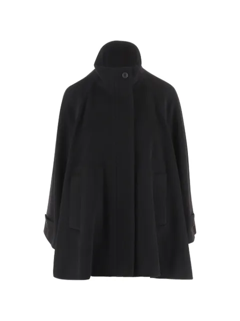 Tagliatore Leila high-neck wool cape jacket Black LEILA350002N5055