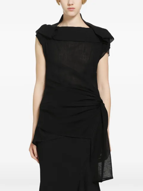 YEHUAFAN draped sleeveless top Black 1073