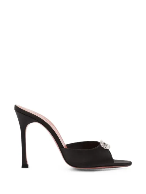 Amina Muaddi mini Camelia slippers 105 black satin Black 17S366110MIN
