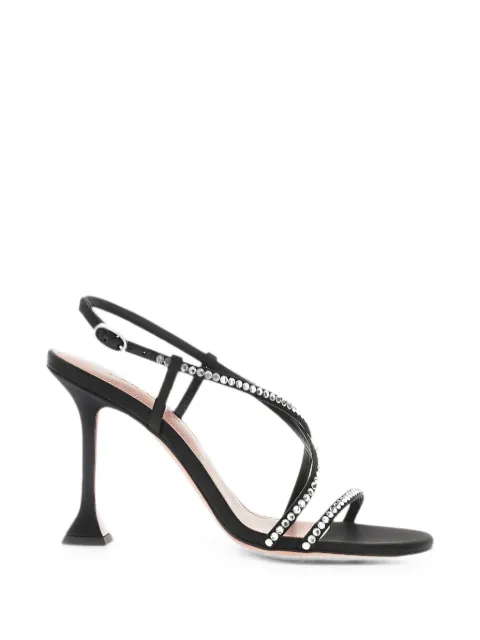 Amina Muaddi crystal-embellished silk sandals Black 17S366230SAL