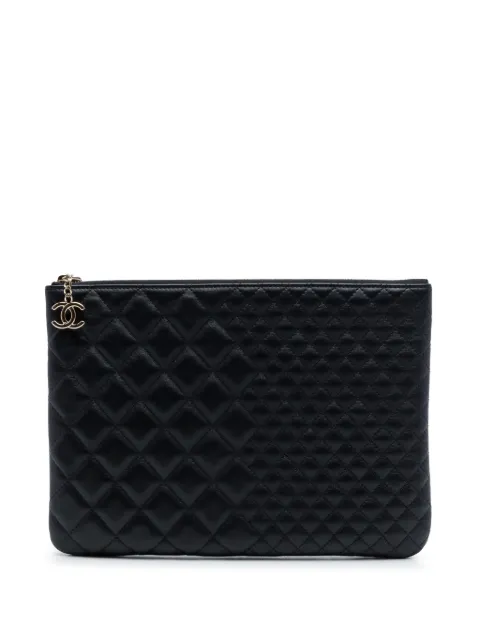 CHANEL Pre-Owned 2016-2017 Medium Bi Quilted Lambskin O Case clutch bag Black 3WOLE0FY5ERYOFUQ