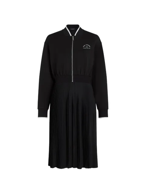 Karl Lagerfeld pleated zip-up midi dress Black B3W13032999