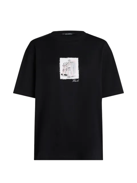 Karl Lagerfeld sketch-print oversized T-shirt Black B3W17081999