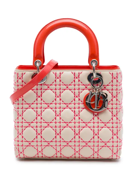 Christian Dior Pre-Owned 2012 Medium Lambskin Cannage Stitched Lady Dior satchel Neutrals 1S82W0BTSP82RL4A