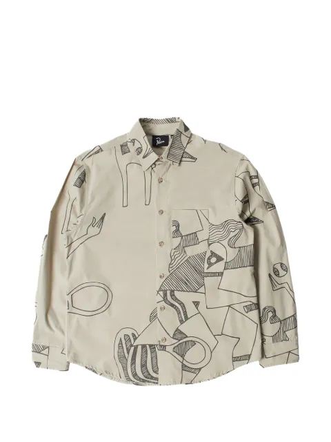 BY PARRA pen-drawing button-up shirt Neutrals 55505