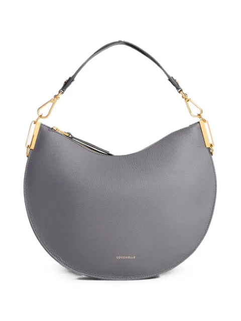 Coccinelle medium Sunup crescent-shaped leather shoulder bag Grey E1QKF130201