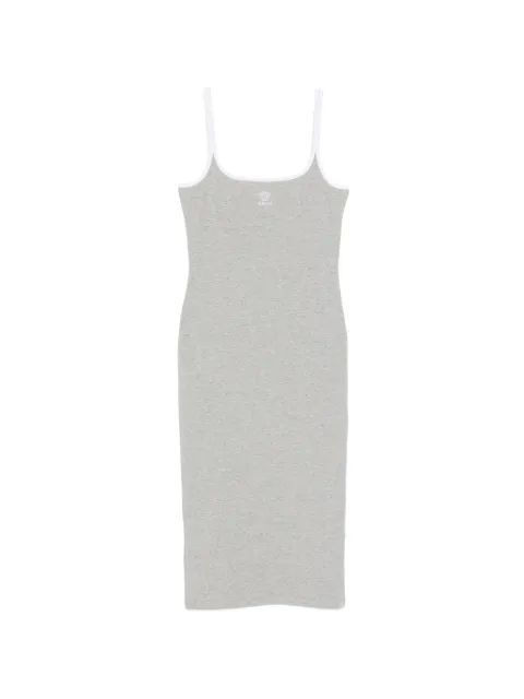Versace embroidered logo stretch-cotton jersey midi dress Grey 10259011A18639