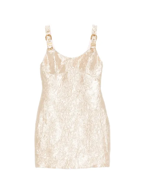 Versace crushed buckle-detail mini dress Neutrals 10258481A18450