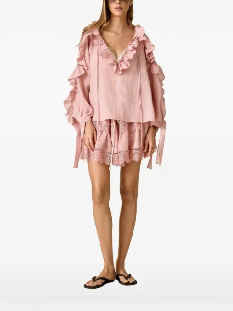 PNK ruffled lace-trim blouse Pink BLAVINRZ2