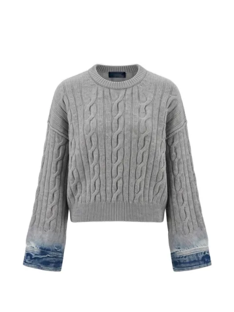 Haikure cable-knit denim-cuff sweater Grey HEW07111MD001