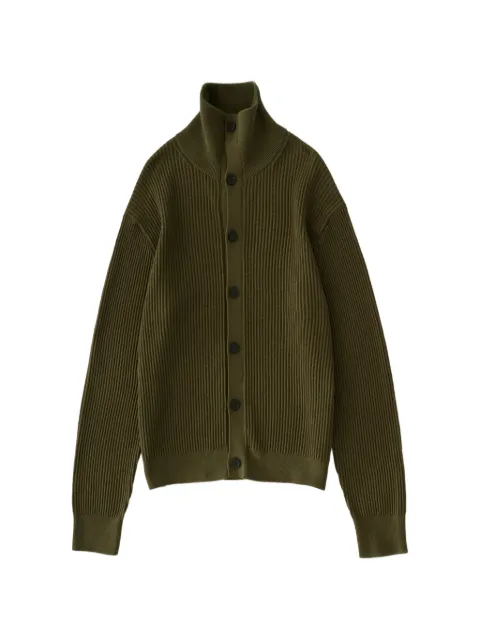 Studio Nicholson Oran ribbed-knit cotton cardigan Green ORANSNM1589USFINECOTTONRIBOLIVE