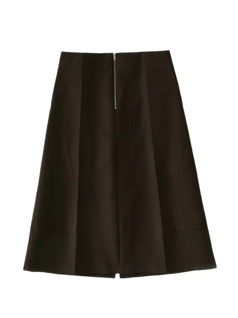 Studio Nicholson Darc pressed-crease midi skirt Brown DARCSNW1864DOUBLECOTTONLINENMALT