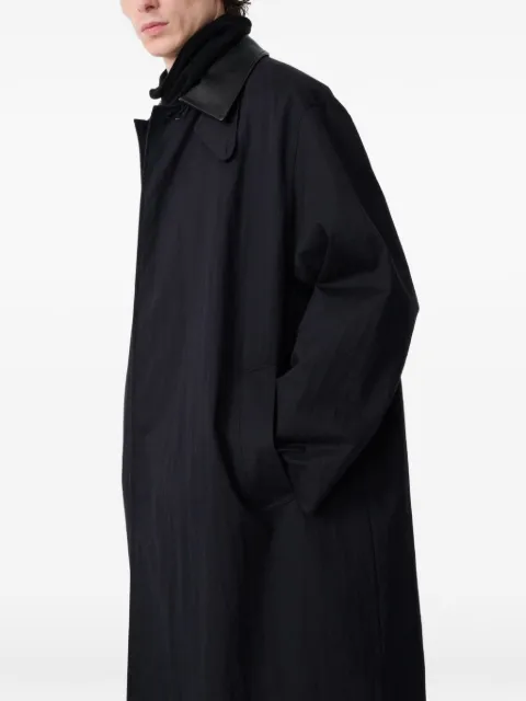Studio Nicholson leather-collar trench coat Black REVERESNM1285