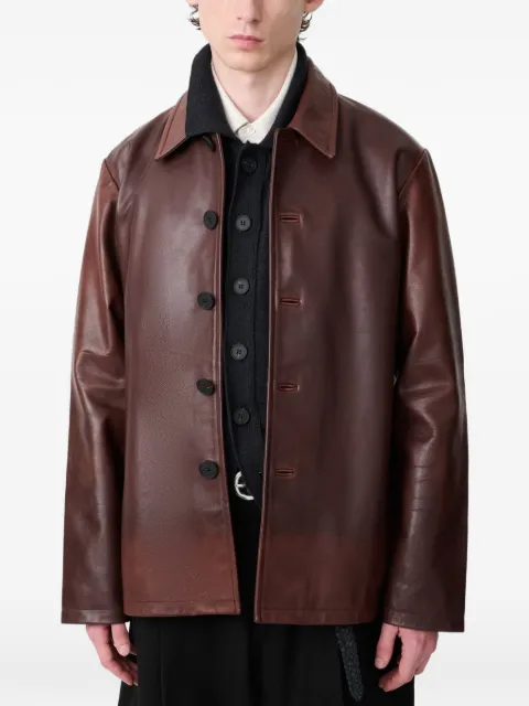 Studio Nicholson Landau leather jacket Brown LANDAUSN1825