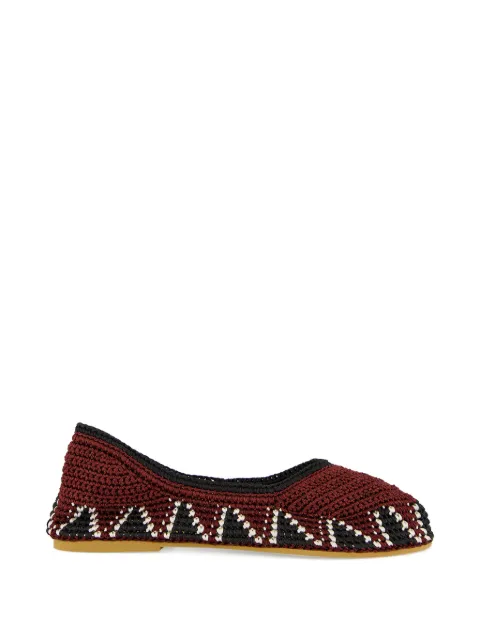 KASHURA hand-crocheted pattern ballet flats Red BA0103