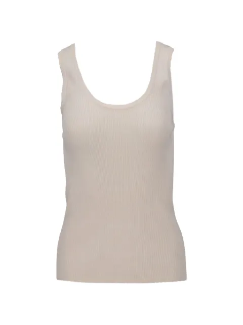 Isaia ribbed-knit scoop-neck top White MG024DYD007010