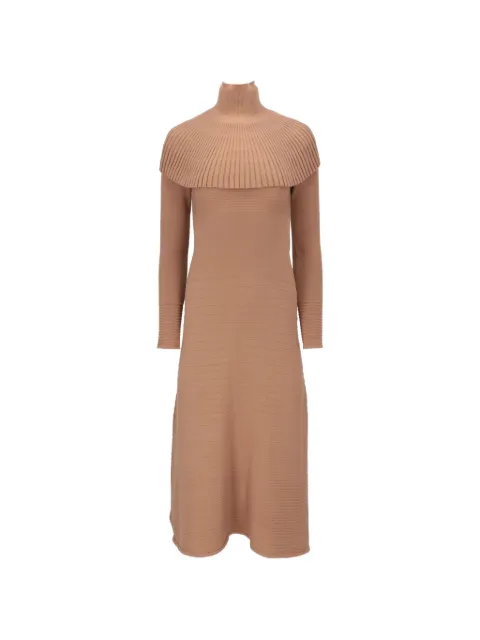 Isaia ribbed-knit cape-overlay midi dress Brown MG039DYD014370