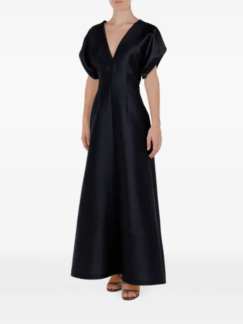 Alberta Ferretti satin-finish V-neck maxi dress Blue AEF262U04506628