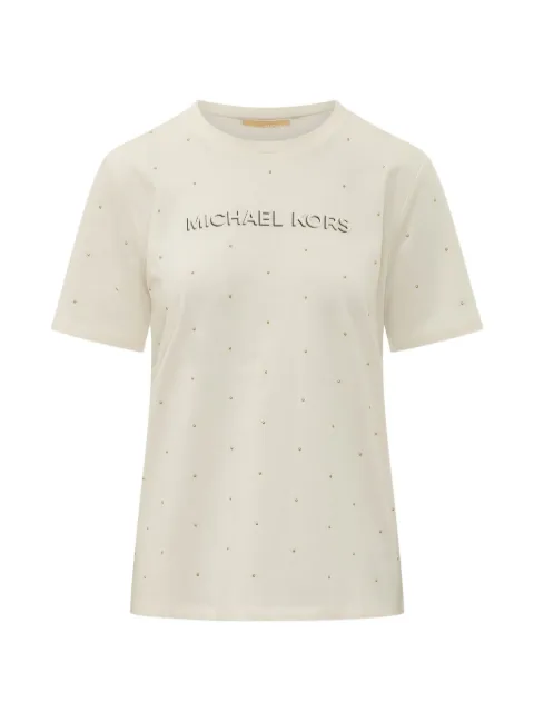 Michael Michael Kors stud-embellished logo-print T-shirt Neutrals MT6524Y97J
