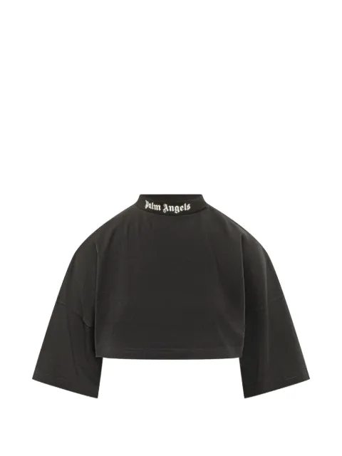 Palm Angels logo-print cropped top Black PAWAA01F26JR01100A
