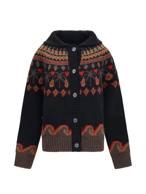 Alanui fair isle-pattern wool cardigan Black LWHQ01DE26KNI0011060