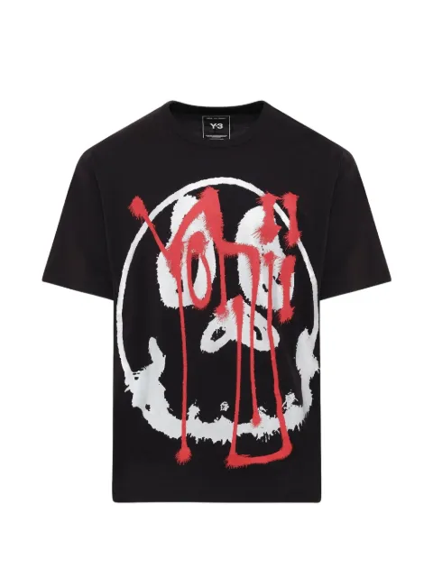 Y-3 skull graphic T-shirt in black/red Black KR1062
