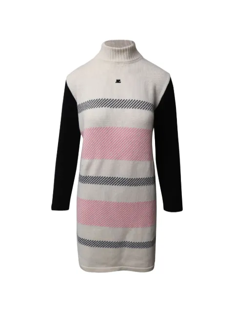 Courrèges tartan turtleneck knit dress Neutrals NAPPUGBCL107634W