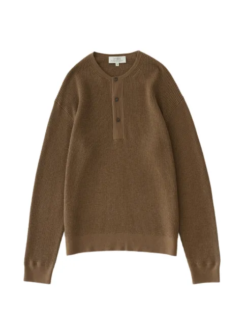Studio Nicholson Corine waffle-knit grandad-collar sweater Brown CORINESNM1585