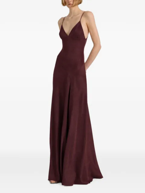 Alberta Ferretti glitter-effect spaghetti-strap maxi dress Purple AEF262U04226627