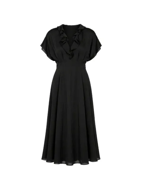 Alberta Ferretti ruffled V-neck midi dress Black AEF262U04046617