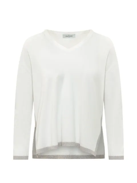 Gran Sasso v-neck lurex-trim top White 5727214070