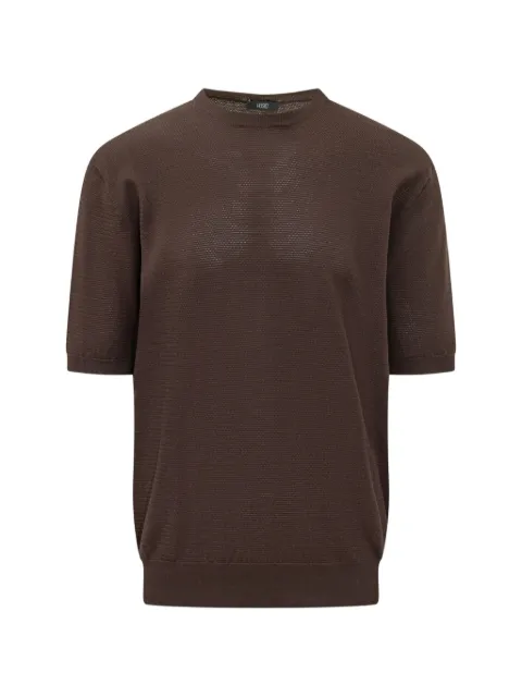 Hosio perforated-knit short-sleeve sweater Brown 105M32