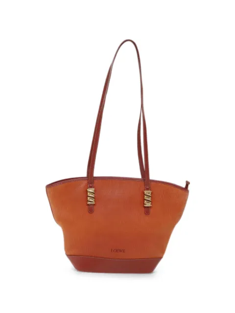 Loewe Pre-Owned Velazquez embossed-logo leather tote bag Orange 47810280227029