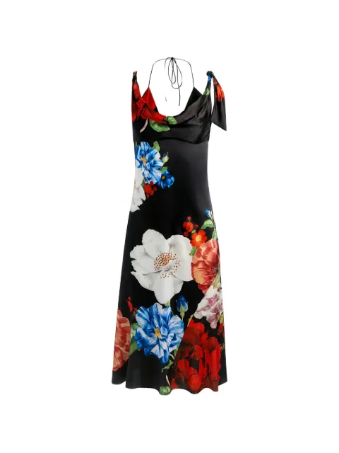 alice + olivia floral-print cowl-neck midi dress Black CC605P95550