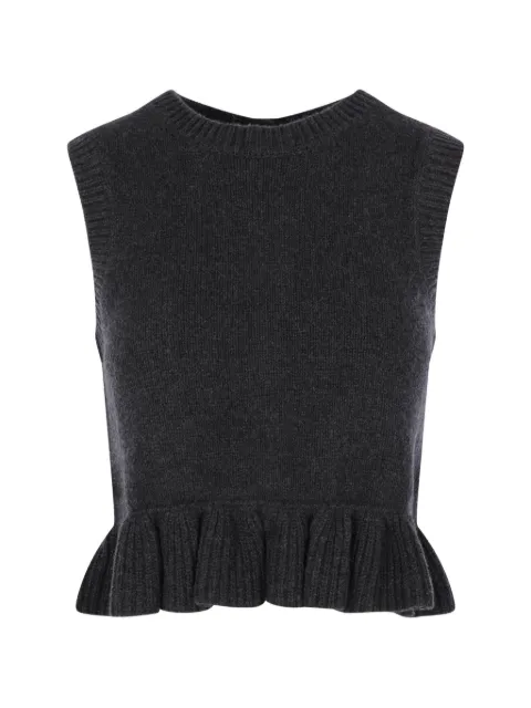 Cecilie Bahnsen ruffled-peplum crew-neck gilet Grey 226KNI53002CHARCOALGREY