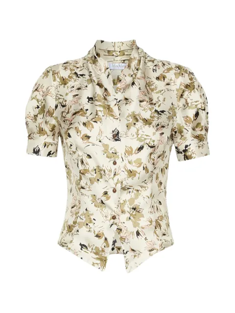 Max Mara printed silk twill shirt - white Neutrals 2621116101600