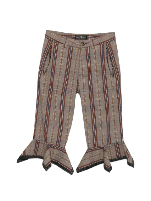 Vivienne Westwood checked-pattern ruffled crop trousers Neutrals 1F01001IW01JH