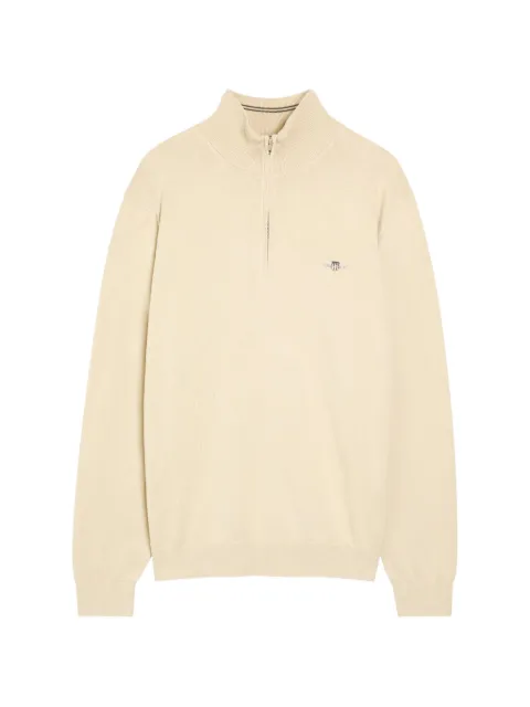 Gant quarter-zip embroidered-logo sweater Neutrals 8030764