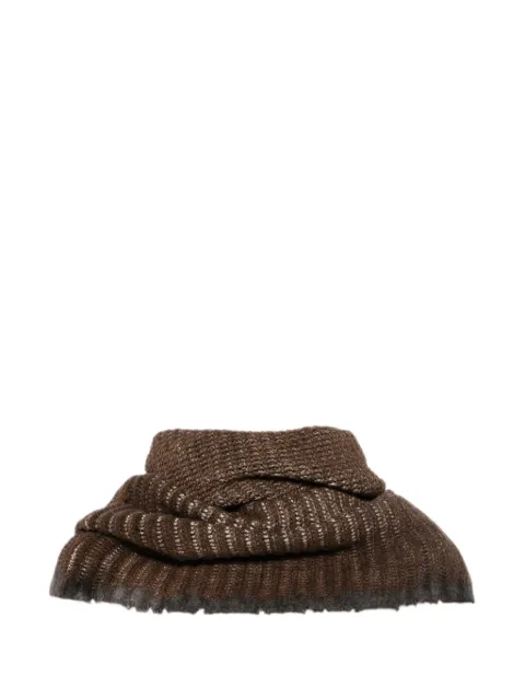 Avant Toi ribbed-knit distressed-effect scarf Brown 226WA1022CLNVDH