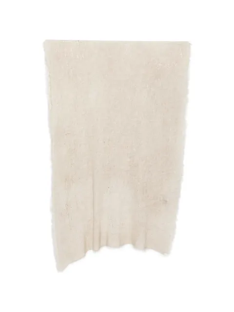 Avant Toi foil-print frayed scarf Neutrals 226WA1033CFIVLH