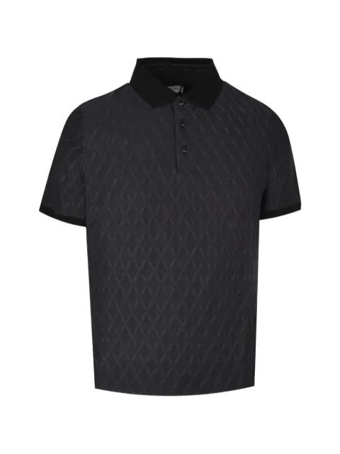 Pal Zileri diamond-pattern short-sleeve polo shirt Black 9D3MJG377UJ734