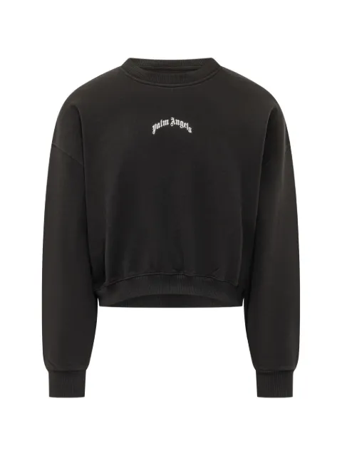Palm Angels curved-logo cropped crewneck sweatshirt Black PAWBA03F26FL01100A