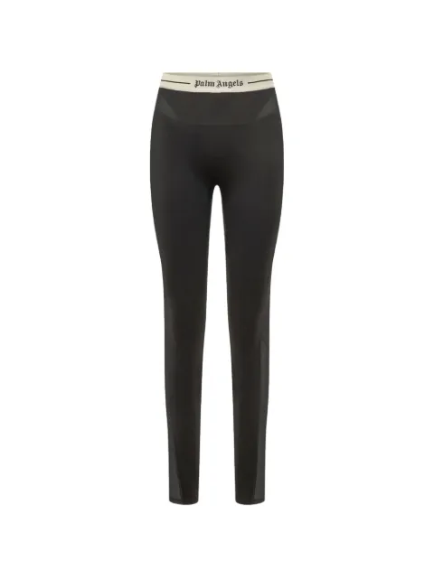 Palm Angels logo-waistband mesh-panel leggings Black PAWVK03F26FB01100A