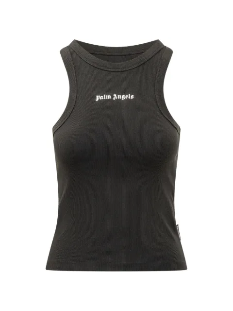 Palm Angels logo-print ribbed tank top Black PAWAC04F26JR01