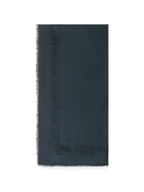 Emporio Armani modal-blend scarf with jacquard logo Signature Capsule Green EW004940AF26959