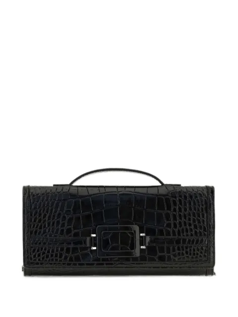 Roger Vivier Belle Vivier crocodile-effect clutch bag Black RBWAORC2205VV5
