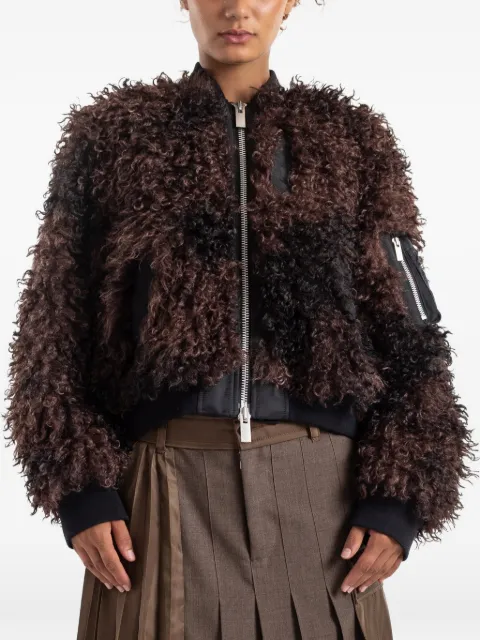 sacai faux-fur panelled jacket Brown 2608660