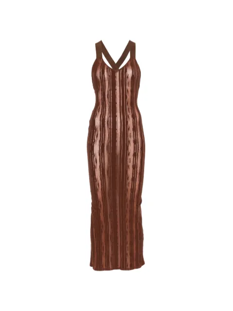 Romeo Gigli Pre-Owned 1990s V-neck midi dress Brown RG280CFO